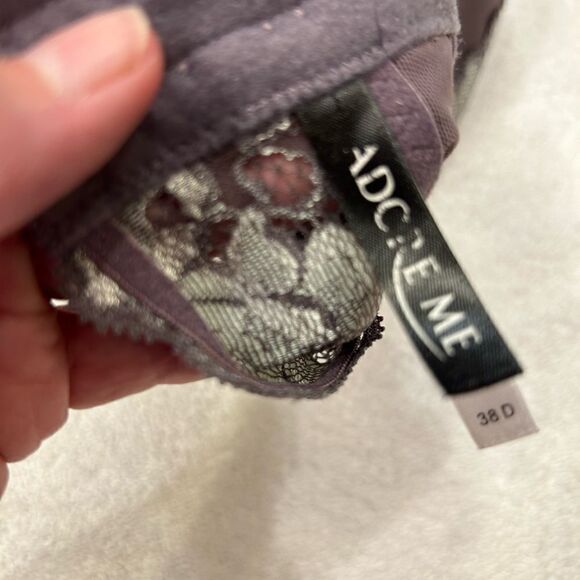 Adore Me 38D bra purple gray lavender flowered lace ribbon underwire - Picture 6 of 7